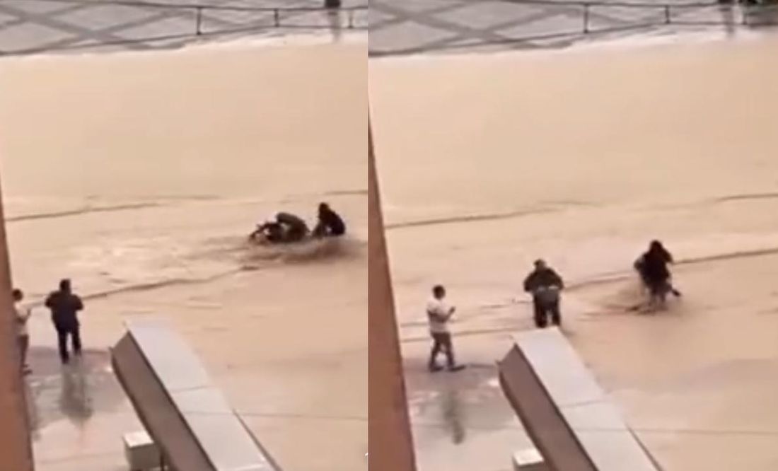 ¡Casi se lo lleva el agua! Mujer trató de cruzar inundación con un bebé