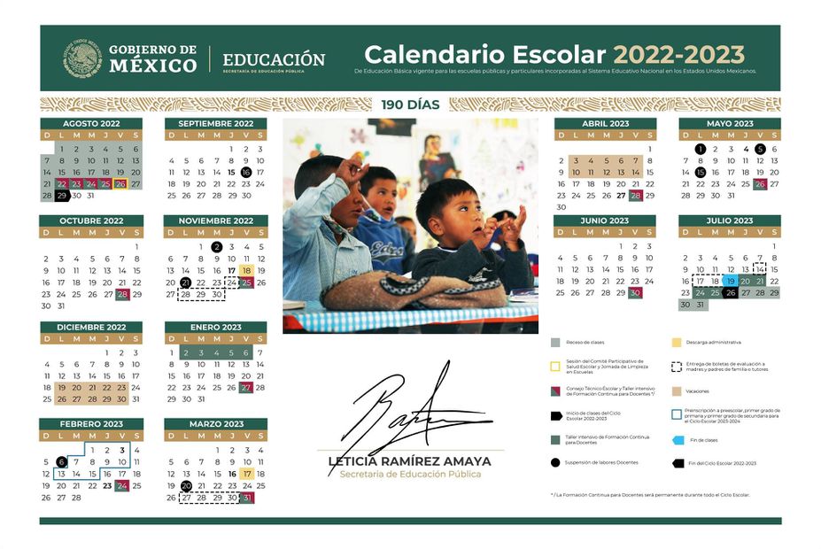 Calendario escolar 2022-2023 actualizado. Foto: SEP