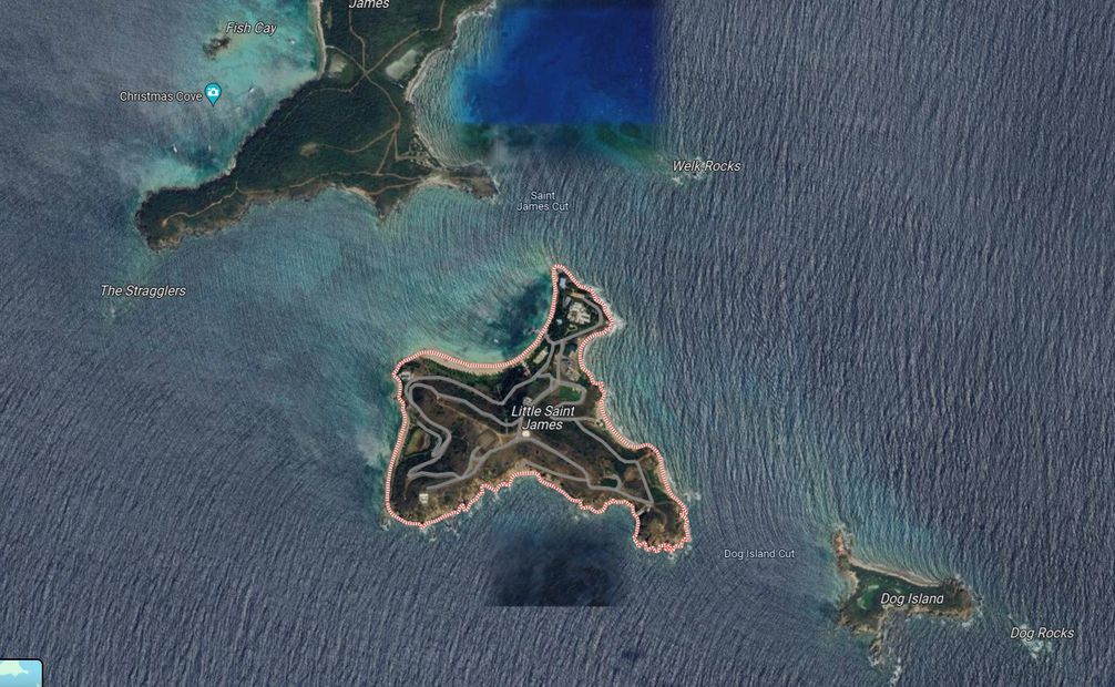 Ubicación de la isla de Jeffrey Epstein. Foto: Google Maps