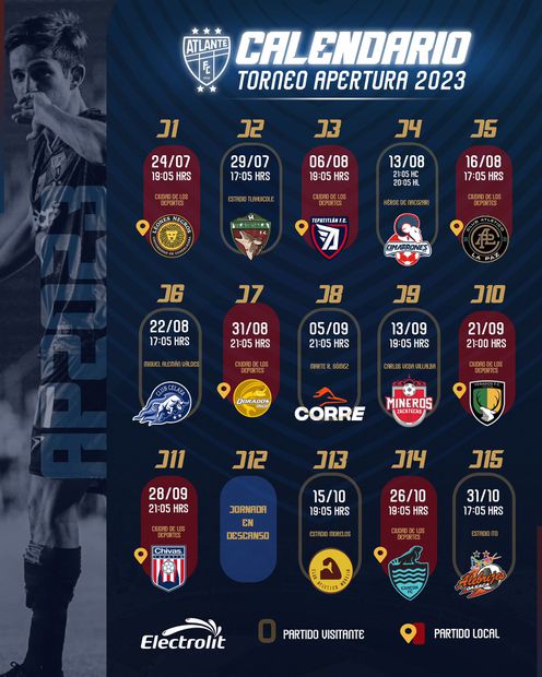 Calendario de Atlante, correspondiente al Apertura 2023 - Foto: Atlante FC