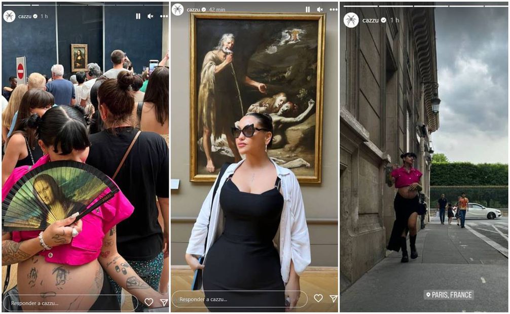 Cazzu comparte fotos en el Museo del Louvre.