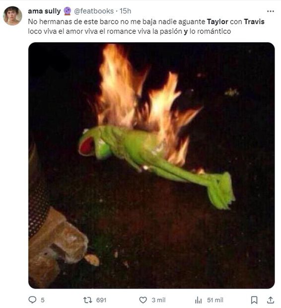 Taylor Swift y Travis Kelce meme. Foto: X