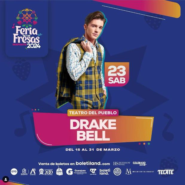 Drake Bell será uno de los invitados a la Feria de las Fresas 2024; el anuncio ha dividido opiniones.