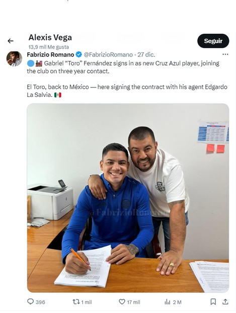 Alexis Vega le da ‘Me Gusta’ a la llegada de Gabriel Fernández a Cruz Azul