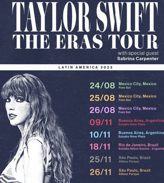 Taylor Swift anuncia fechas de conciertos en Latinoamérica.