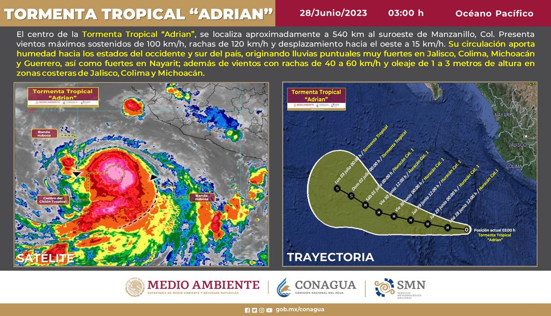 Tormenta tropical "Adrián" en el Pacífico