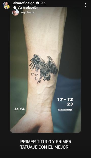 El primer tatuaje de Álvaro Fidalgo. FOTO: ESPECIAL