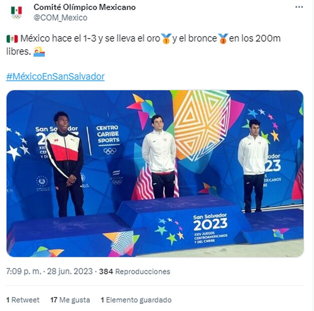 Tuit del Comité Olímpico Mexicano