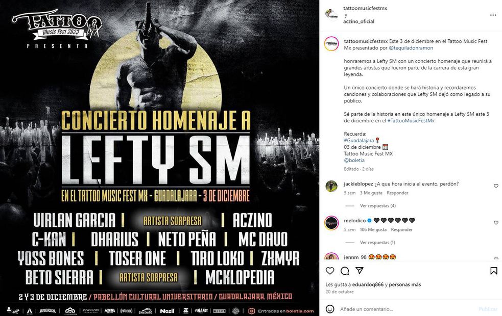 Lefty SM, concierto homenaje en Guadalajara. / Foto: instagram.