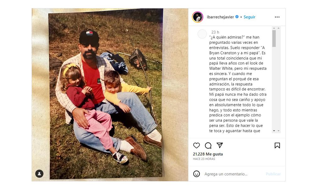 Javier Ibarreche felicitó a su papá en redes sociales. Foto: Instagram @ibarrechejavier