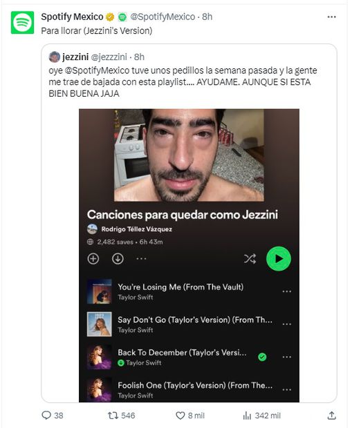 Jezzini respuesta Spotify México. / Foto: Tomada de "X"