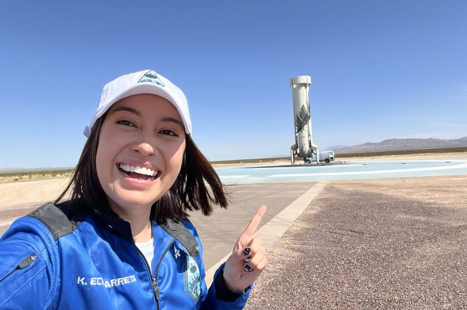 Katya Echazarreta fue una de las turistas espaciales del último despegue de Blue Origin. Foto: Vía Twitter