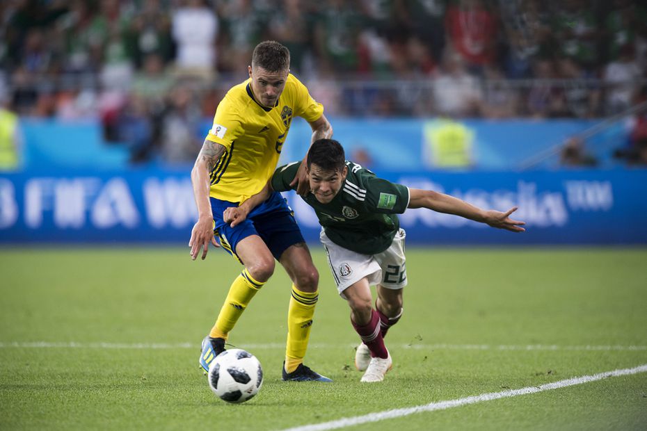 Ludwig Augustinsson e Hirving Lozano durante la Copa Mundial de la FIFA Rusia 2018 - Foto: Imago7