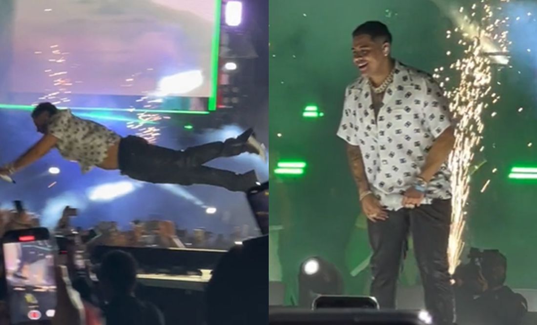 Eduin Caz se lanza al público durante un concierto y su caída queda capturada en video: 'Si no es piscina'