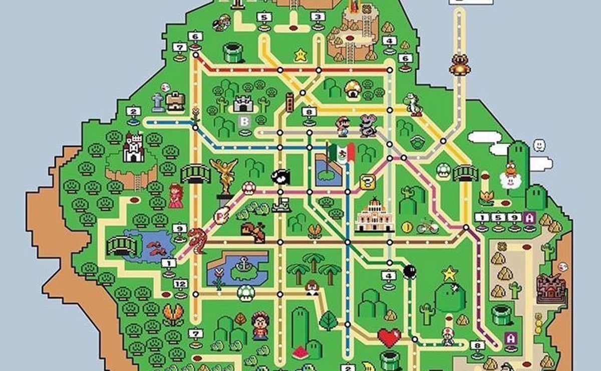 Mapa del Metro de la CDMX inspirado en Super Mario World se vuelve viral