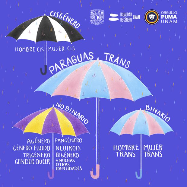 paraguas trans UNAM. / Foto: Coordinación para la Igualdad de Género de la UNAM.