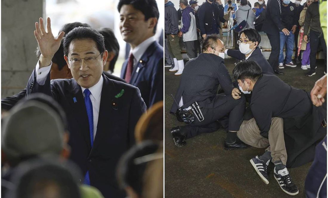VIDEO: Evacuan a primer ministro de Japón tras explosión durante un discurso