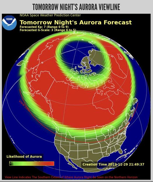 Northern lights further south due to solar storms "A cannibal"