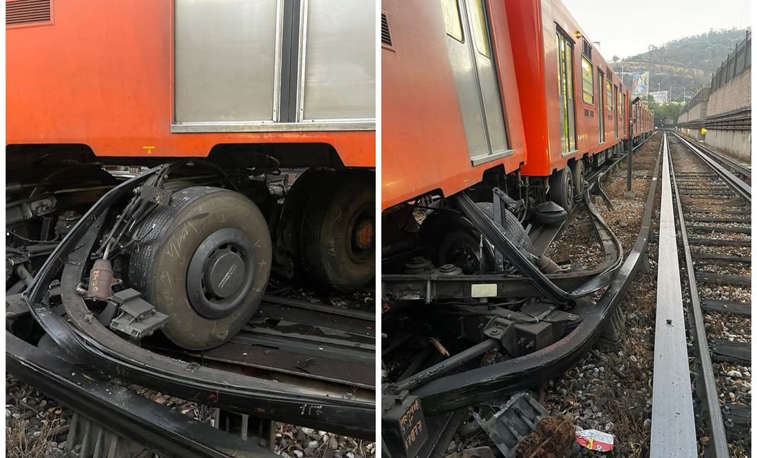 Tren de la Línea 3 del Metro se descarrila en talleres de Ticomán; personal de investigación indaga las causas