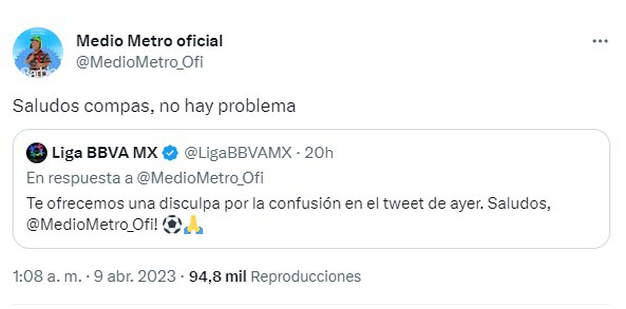 Medio Metro was upset with Liga MX for presenting his replacement as "the original".  Photo: Screenshot taken from Twitter