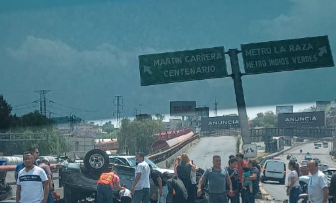 Volcadura en la México-Pachuca deja tres lesionados