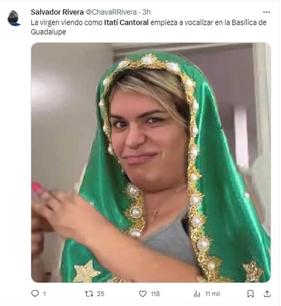 Meme Itatí Cantoral Mañanitas a la Virgen. / Foto "X"