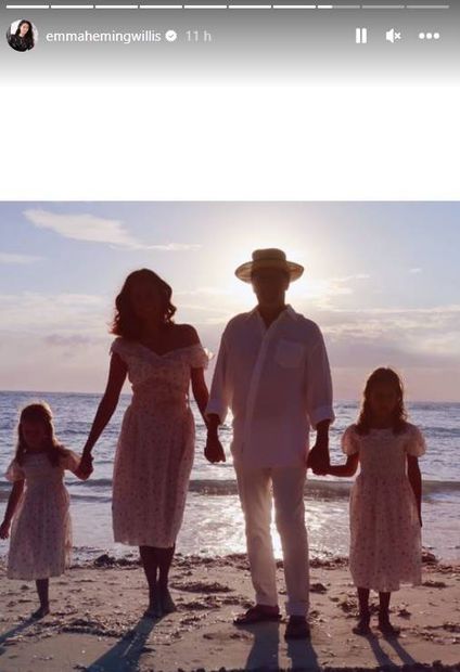 Bruce Willis con su esposa Emma Heming y sus hijas. Foto: Instagram.