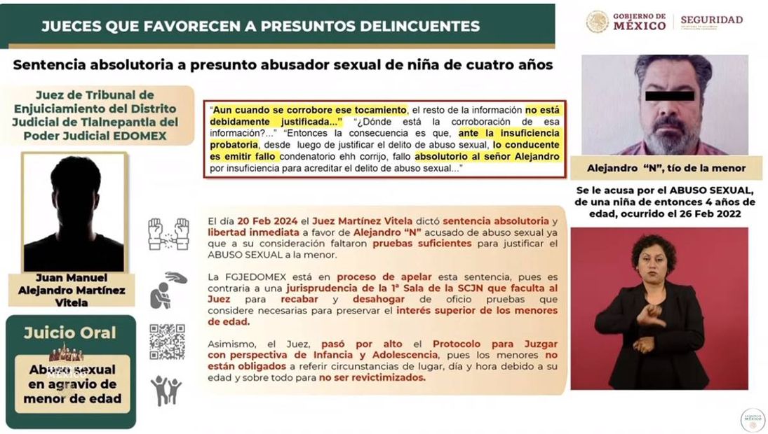 Sección Cero Impunidad en la conferencia matutina del presidente López Obrador. Foto: captura de pantalla