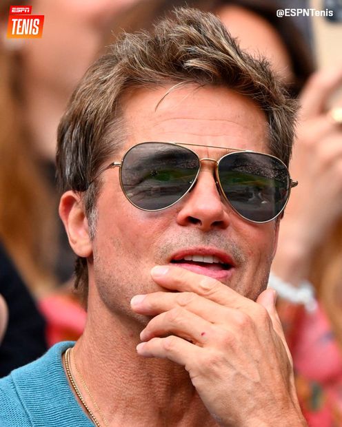 Brad Pitt en Wimbledon. Fuente: Twitter @ESPNtenis