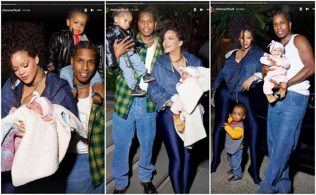 Rihanna y ASAP Rocky con sus hijos. Fotos: Instagram Rihanna.