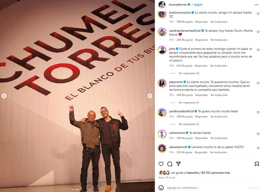 Chumel Torres y su papá Jesús Manuel Torres. Foto: Instagram