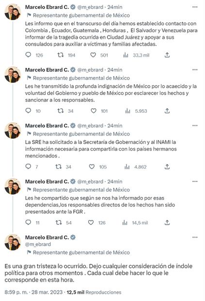 Marcelo Ebrard tuits 28 marzo 2023