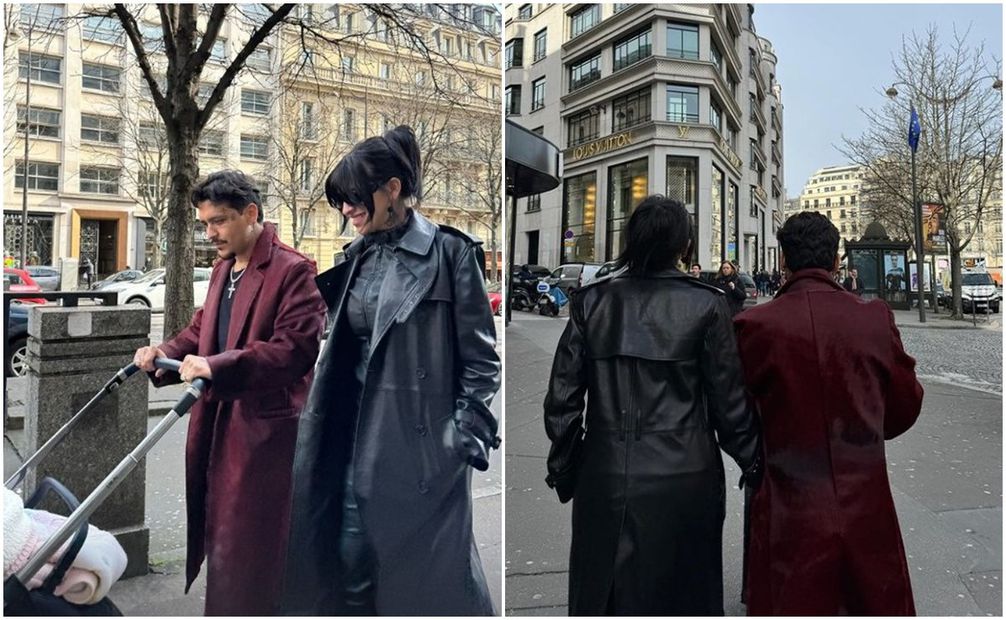 Cazzu y Christian Nodal pasean con su hija por calles de París.