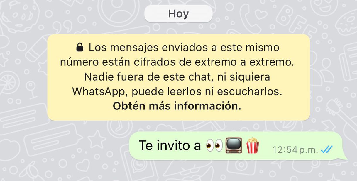 Mensajes con emojis de WhatsApp. Foto: Captura de pantalla EL UNIVERSAL
