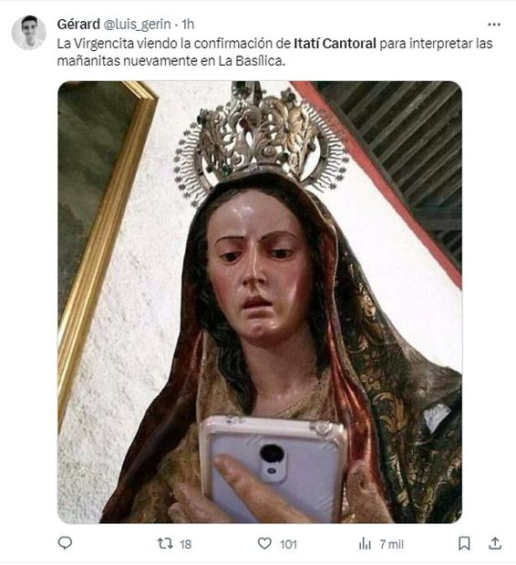 Meme Itatí Cantoral Mañanitas a la Virgen.  / Foto: "X"