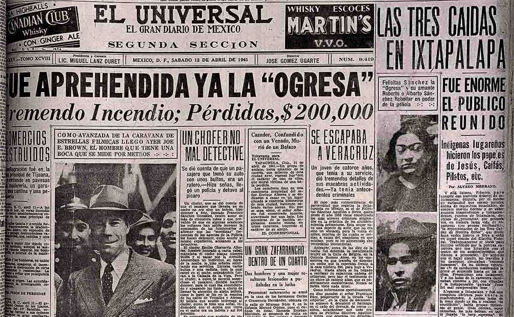 El 12 de abril de 1941, Felicitas Sánchez fue detenida por la policía después de una ardua búsqueda después de los restos humanos encontrados en su casa el 8 de abril. Foto: Hemeroteca El Universal.