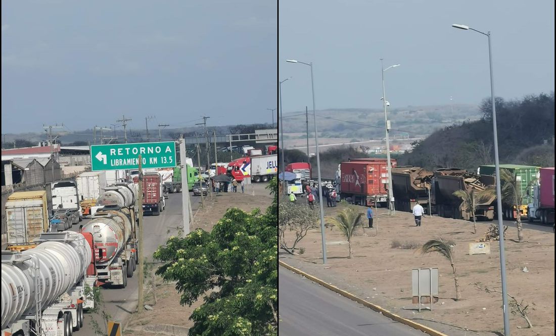 Por ineficiencias en aduanas, transportistas protestan y cierran recinto portuario de Veracruz