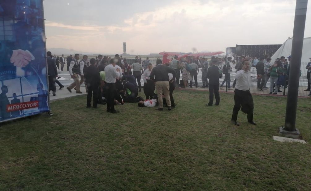 Accidente en las instalaciones de la Base Aérea Militar de Santa Lucía durante la Feria Aeroespacial. Foto: Especial