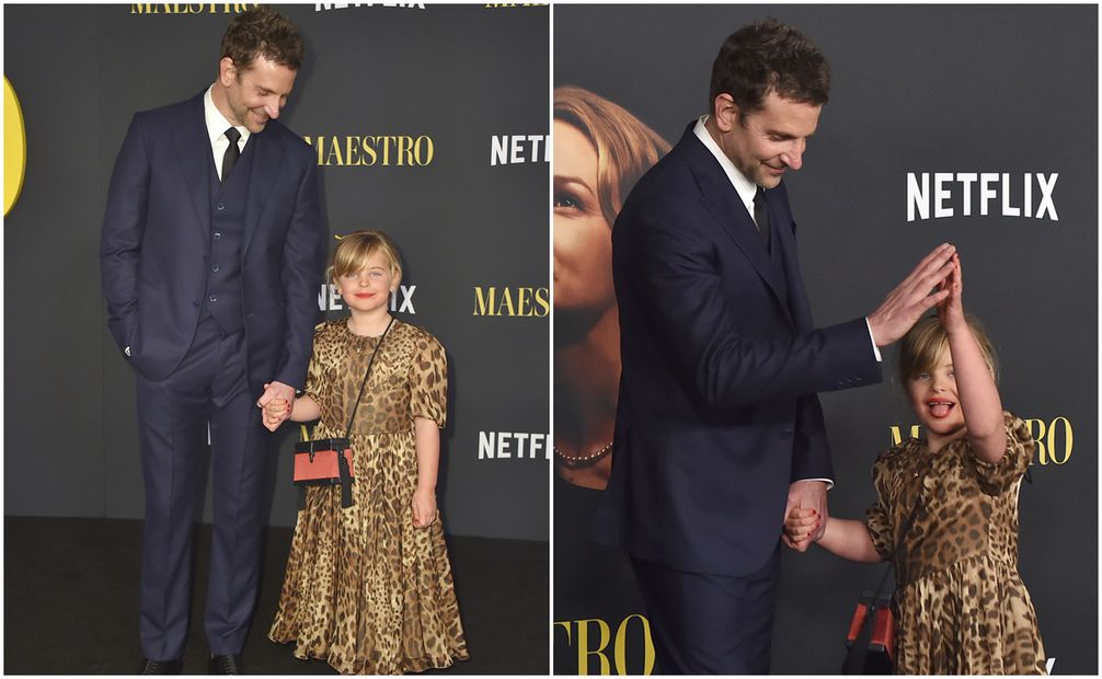 Amorosos y juguetones aparecieron en la alfombra roja de Bradley Cooper y su hija Lea De Seine Shayk Cooper. Fotos: AP.