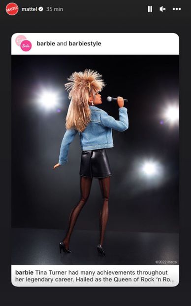 Barbie de Tina Turner. Foto: Captura de Instagram @mattel