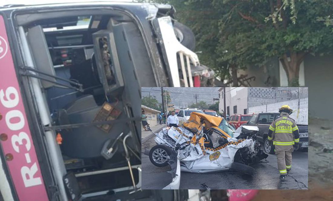 Carambola por camión de pasajeros sin frenos deja 40 lesionados en Santa Catarina, Nuevo León 