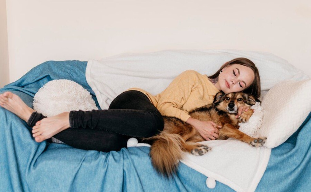 ¿Te gusta dormir con tu mascota en la cama? Estos son los beneficios y los riesgos. Fuente: Freepik.