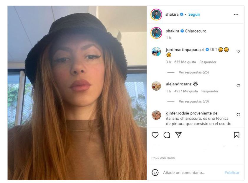 Shakira publicación de Instagram