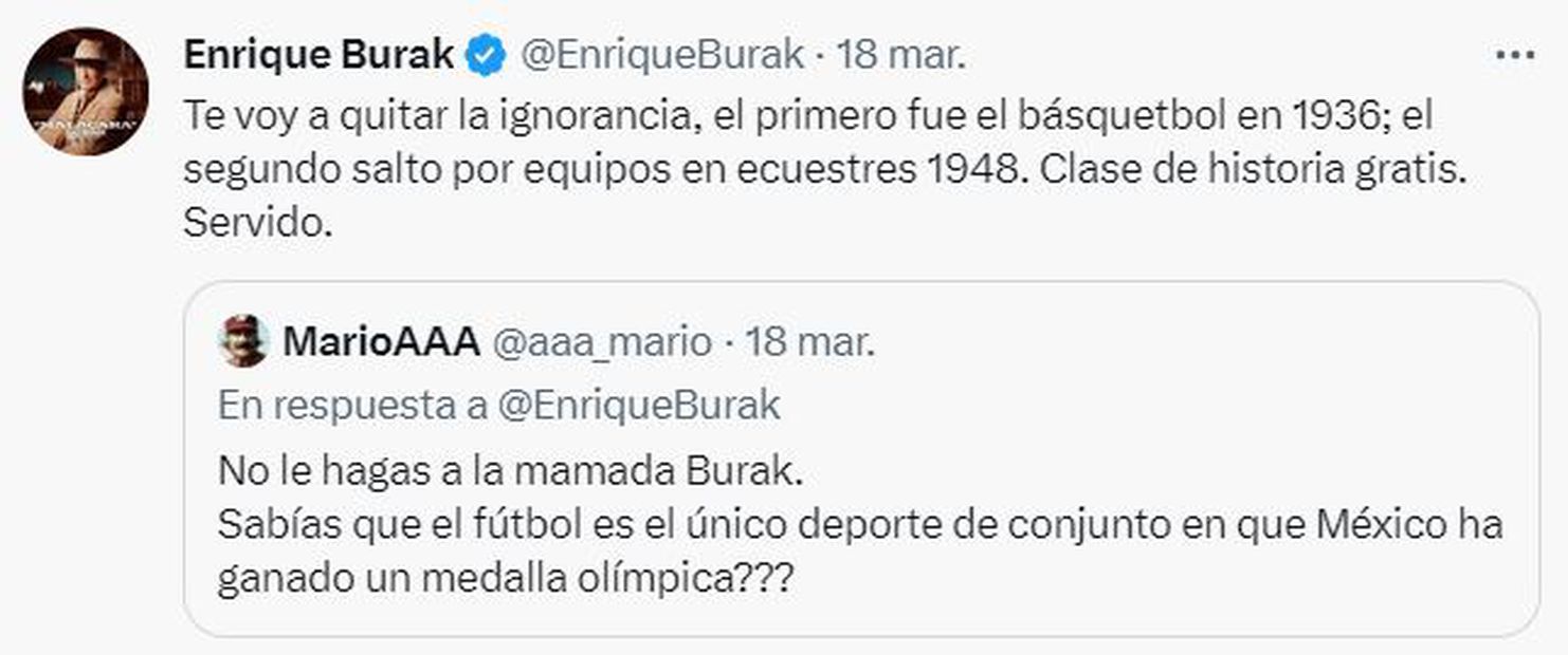 Enrique Burak respondió en Twitter