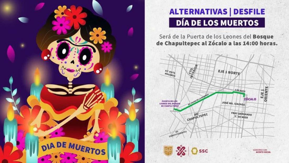 Alternativas viales por Desfile de Día de Muertos; ve cambios en Metrobús
