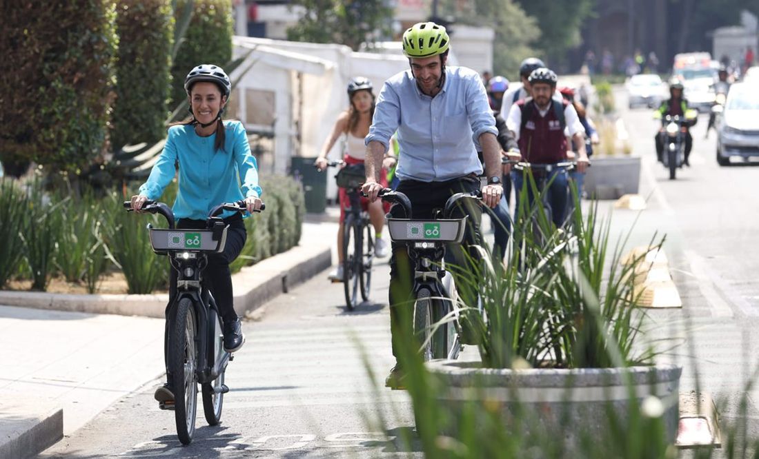 En el Día Mundial de la Bicicleta, Sheinbaum recorre ciclovía; presumen renovación de Ecobici