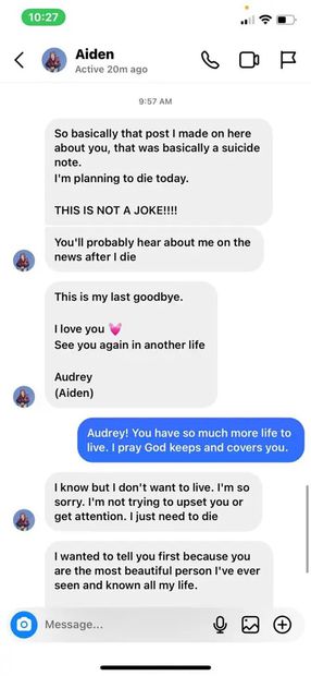 Audrey Hale le envió a su amiga Averianna Patton una serie de escalofriantes mensajes en Instagram diciéndole que planeaba morir. Foto: The New York Post
