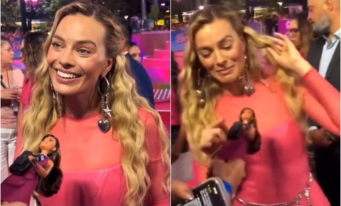 VIDEO: Reportera usa una Barbie como micrófono para entrevistar a Margot Robbie y así reaccionó