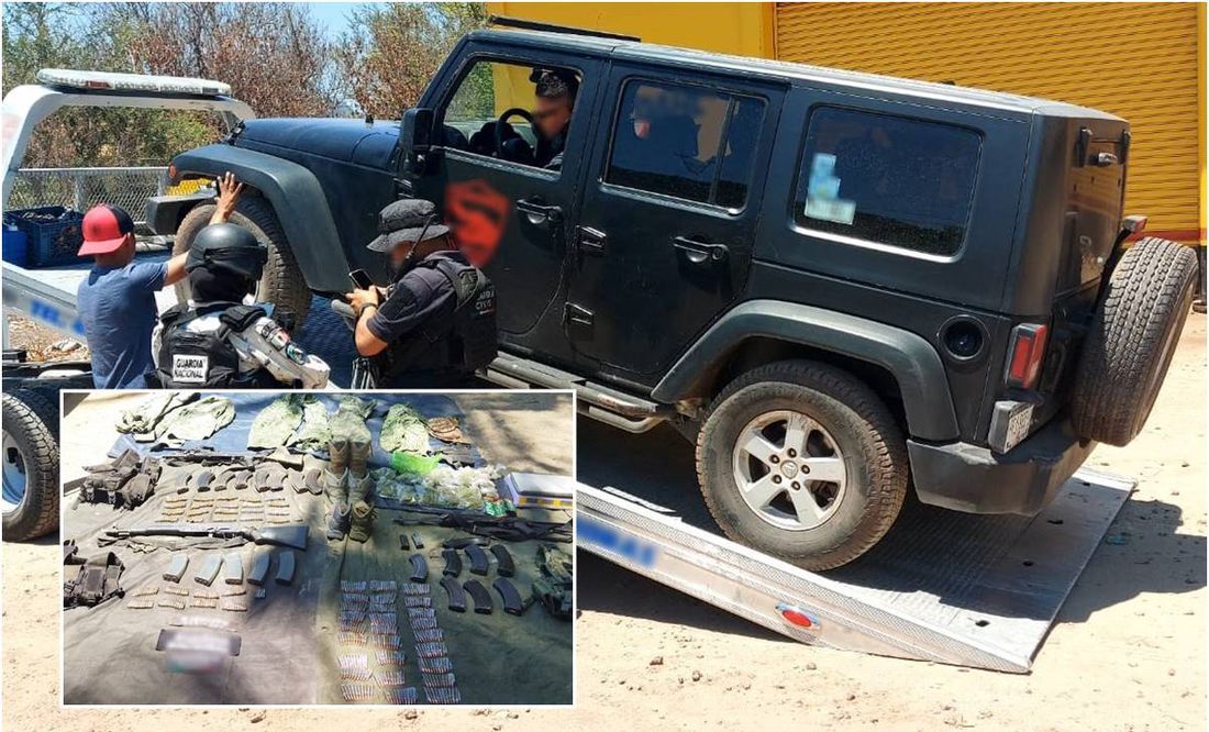 Hallan armas, drogas y equipo táctico dentro de Hummer con reporte de robo en Múgica, Michoacán