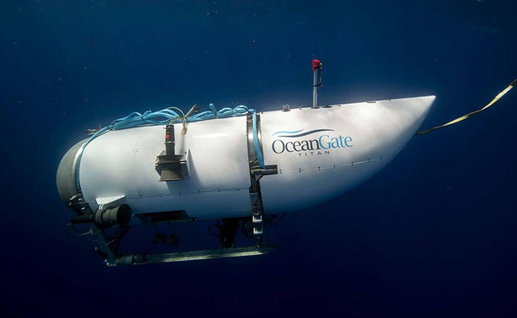 Fotografía facilitada por Ocean Gate que muestra el exterior de un submarino turístico como el Titán. Foto: EFE